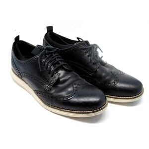 Cole Haan Grand O,s  Mens Black Leather Sock Lined Wingtip Size US 9.5 M